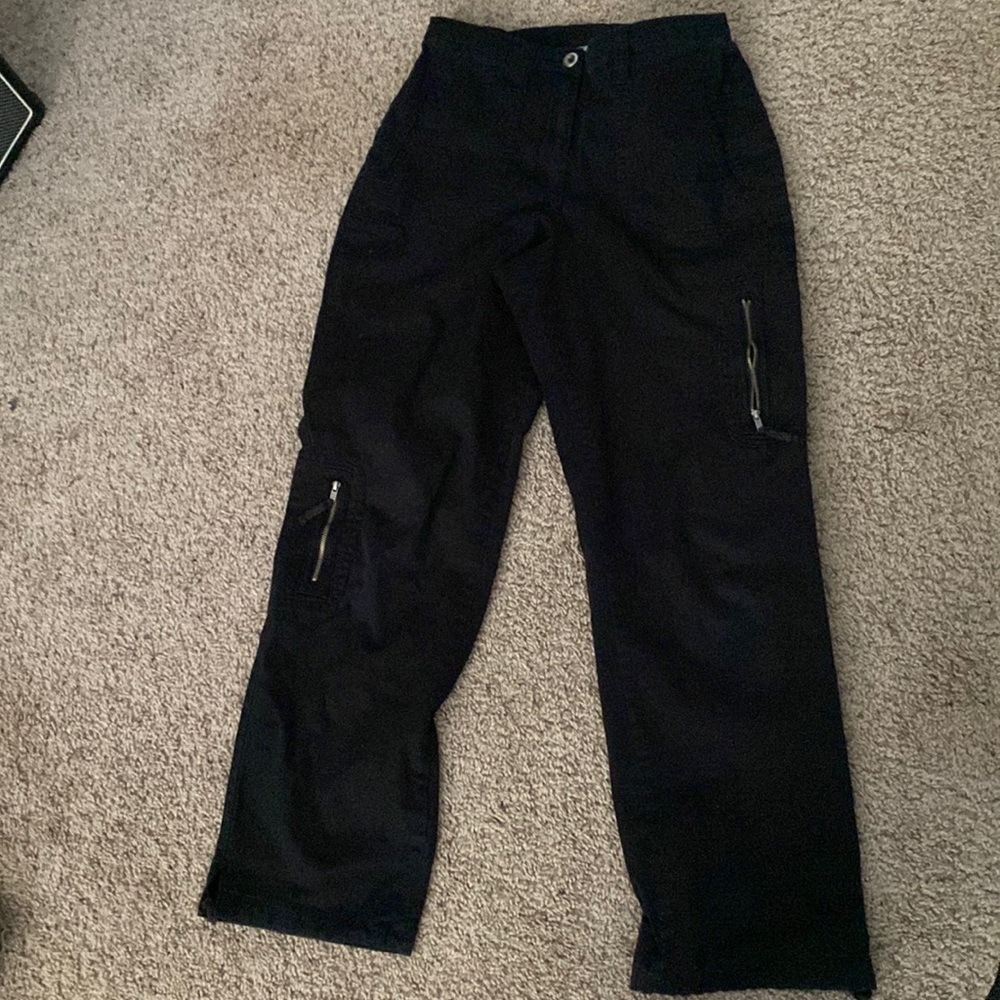 Black cargo pants with zippers